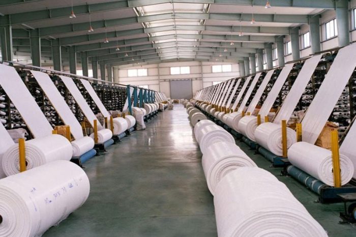 Modern PP woven fabric roll production facility